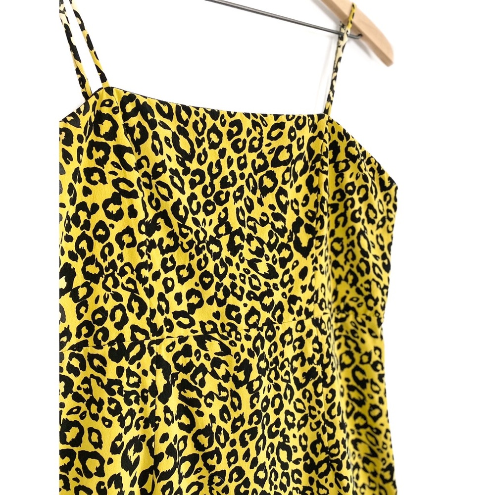 Emory Park Leopard Cheetah Spaghetti Strap Mini Dress, Neon Yellow - Size L - Picture 4 of 9